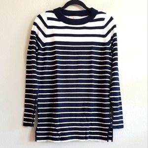 Loft Navy Striped Knit Sweater